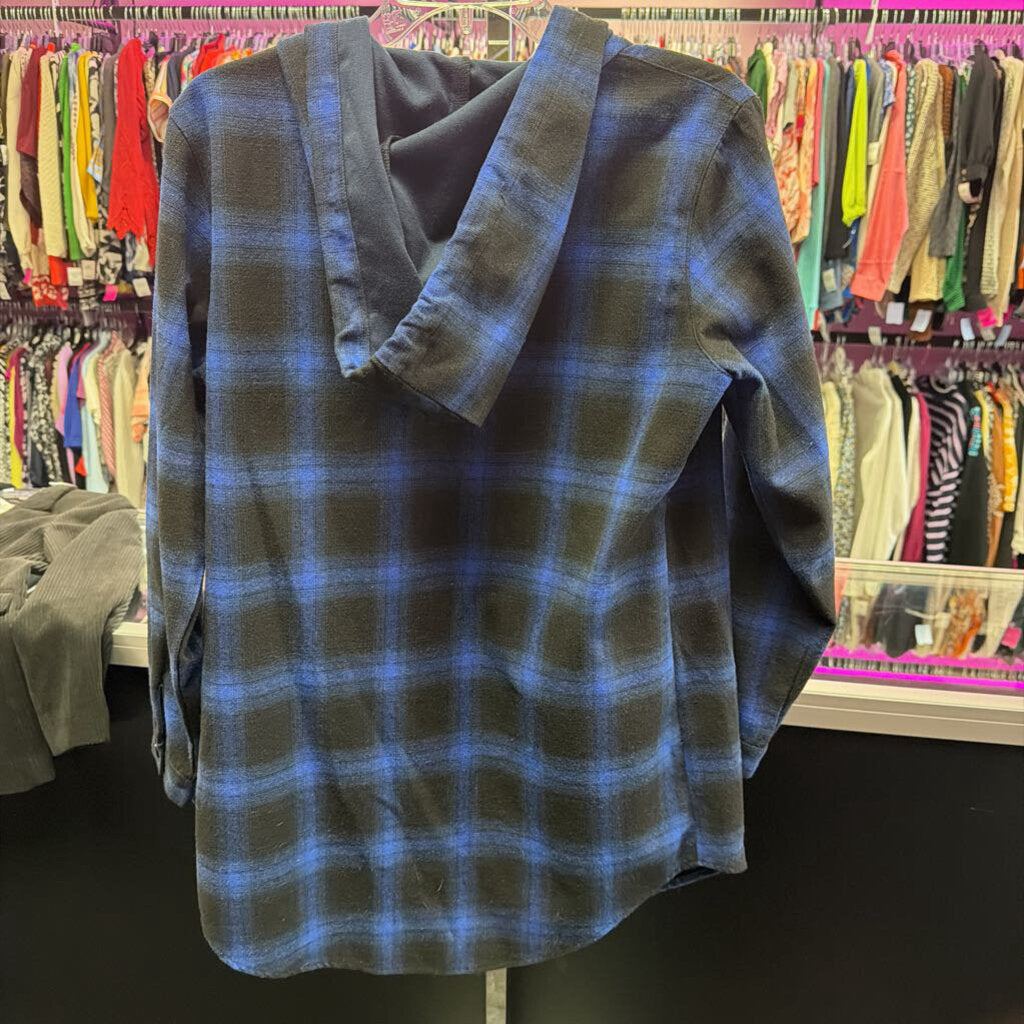 MD LS BF Hoodied Plaid Trench