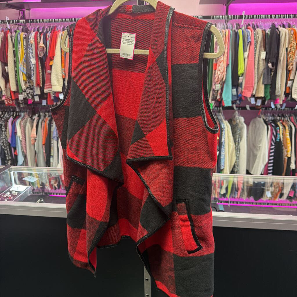 Md Sless OF Plaid Draped Shawl Collar