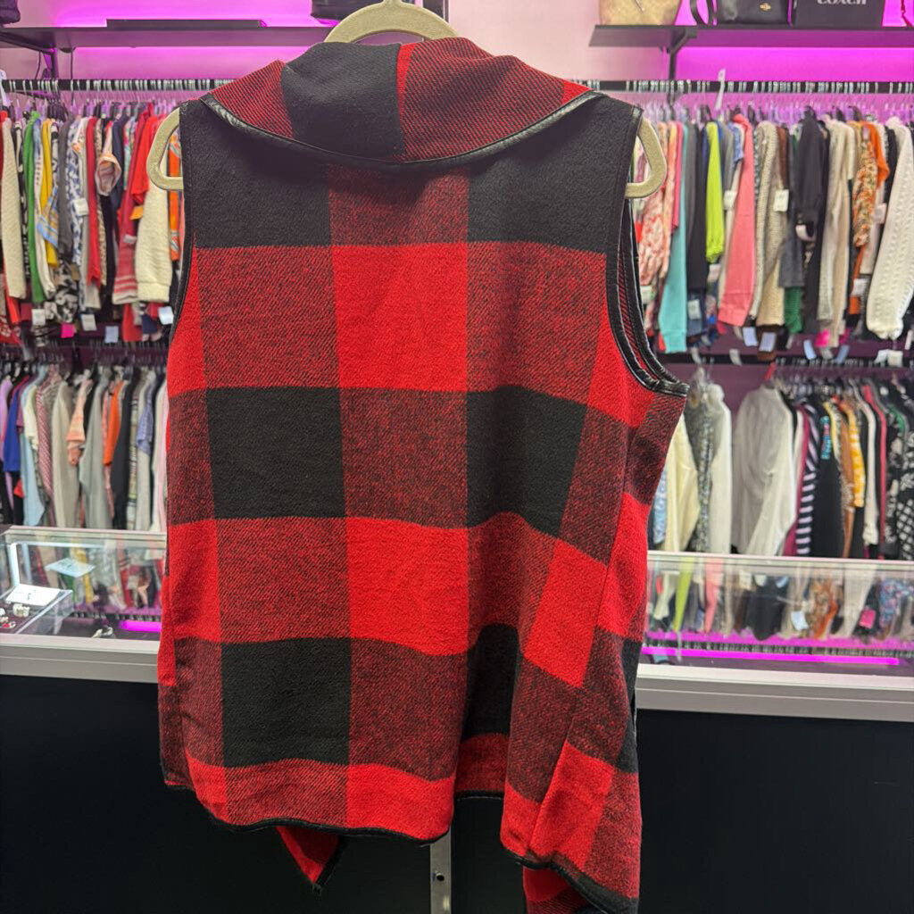 Md Sless OF Plaid Draped Shawl Collar