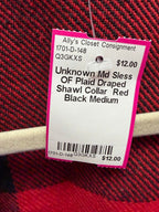 Md Sless OF Plaid Draped Shawl Collar