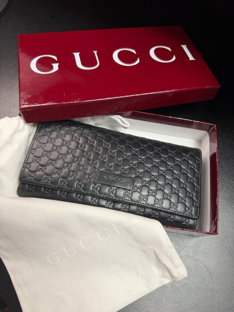 Gucci Microguccissima Continental Long Black Wallet