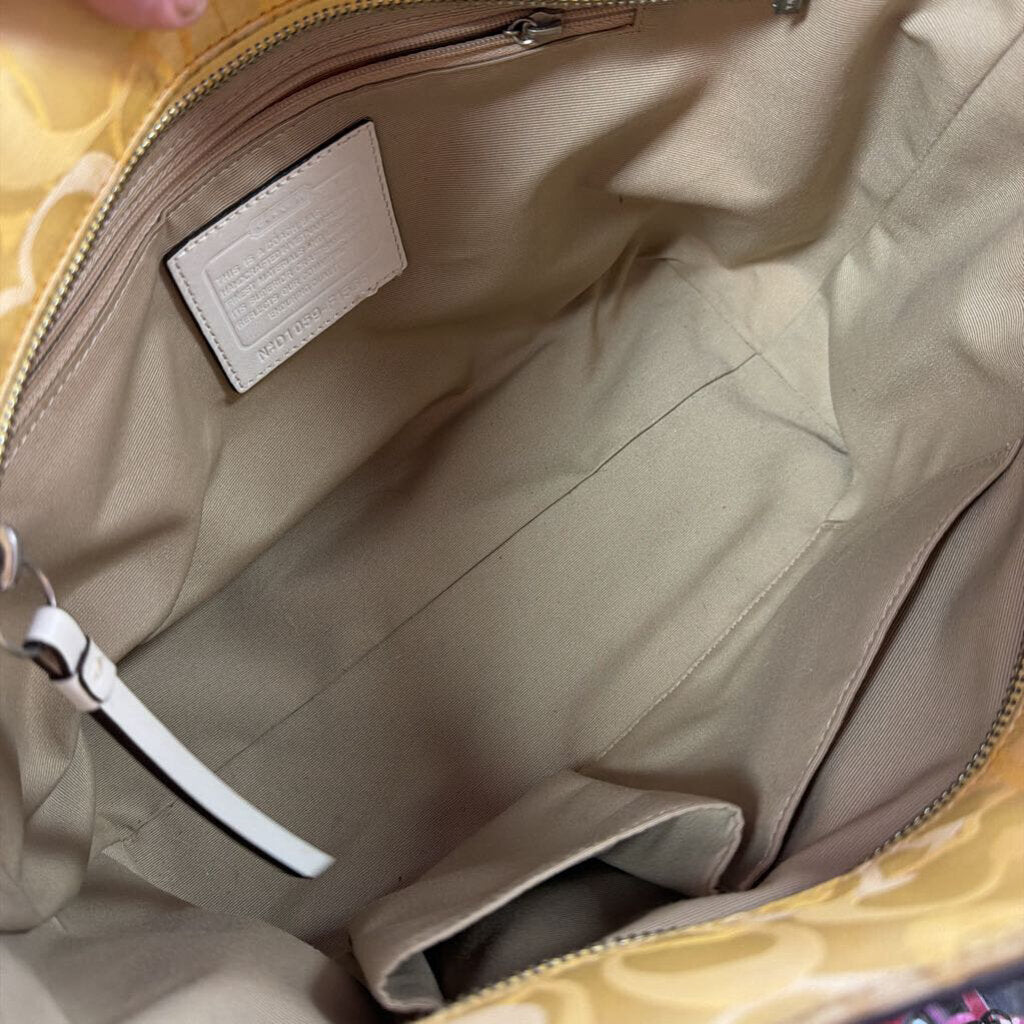 Coach Vintage Signature Gallery Tote As Is F15669 Signature Jacquard Leather Trim