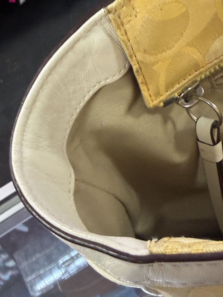 Coach Vintage Signature Gallery Tote As Is F15669 Signature Jacquard Leather Trim