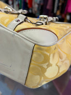 Coach Vintage Signature Gallery Tote As Is F15669 Signature Jacquard Leather Trim