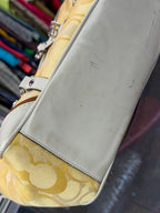 Coach Vintage Signature Gallery Tote As Is F15669 Signature Jacquard Leather Trim