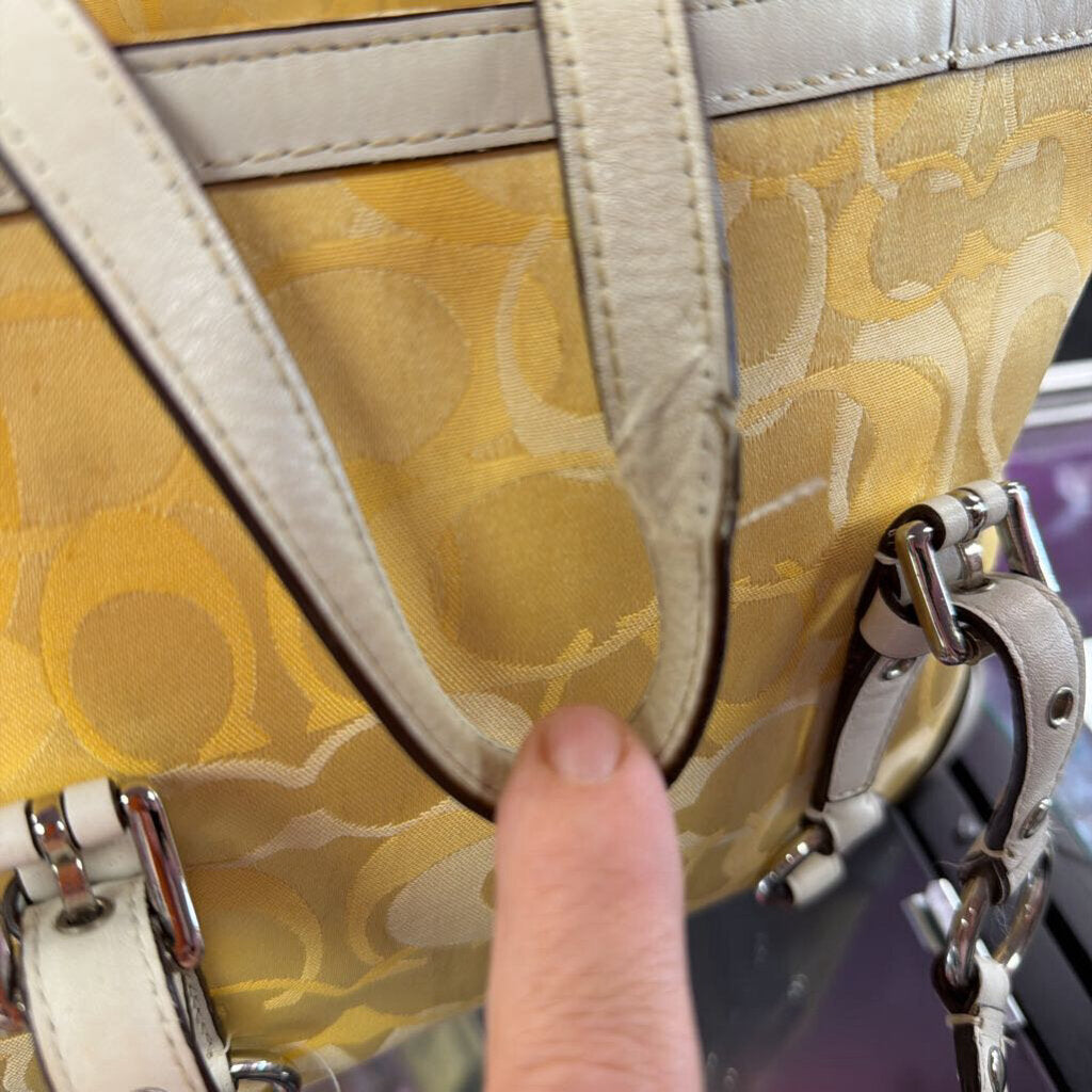 Coach Vintage Signature Gallery Tote As Is F15669 Signature Jacquard Leather Trim
