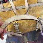 Coach Vintage Signature Gallery Tote As Is F15669 Signature Jacquard Leather Trim