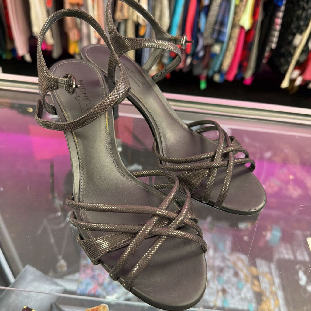 6 Michelle D Scrappy Ankle Strap Shimmer Heel