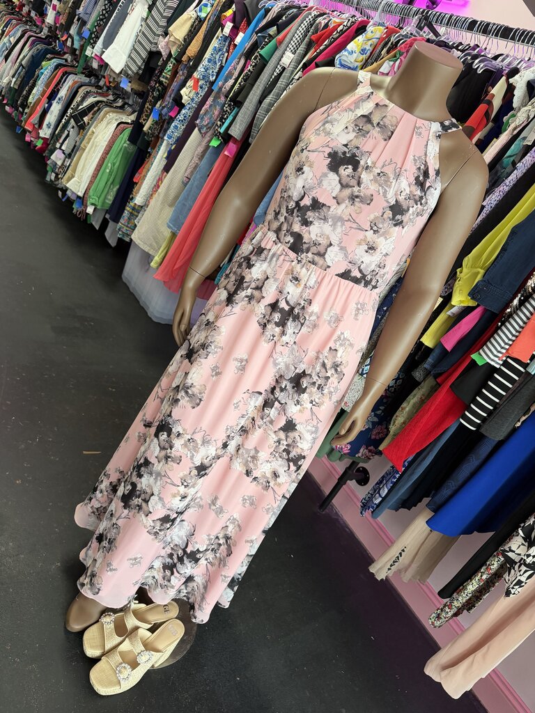 16 S.L. Fashion Floor Length Floral Chiffon Halter Maxi Dress