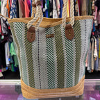 Sun N Sand Green Paper Straw Shoulder Tote
