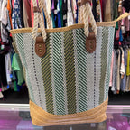 Sun N Sand Green Paper Straw Shoulder Tote