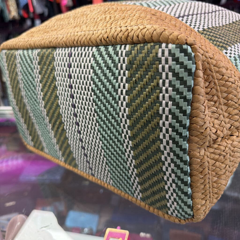 Sun N Sand Green Paper Straw Shoulder Tote