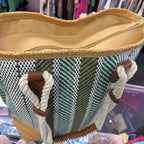 Sun N Sand Green Paper Straw Shoulder Tote