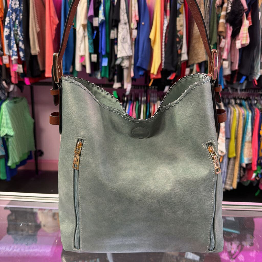 Jen & Co. Alexa 2-in-1 Hobo Bag Whipstitch Trim Vertical Zippers Detail