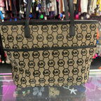 Michael Kors Medium Kempton Pocket Canvas Leather Trim Tote Bag