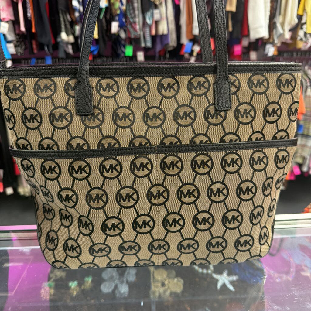 Michael Kors Medium Kempton Pocket Canvas Leather Trim Tote Bag