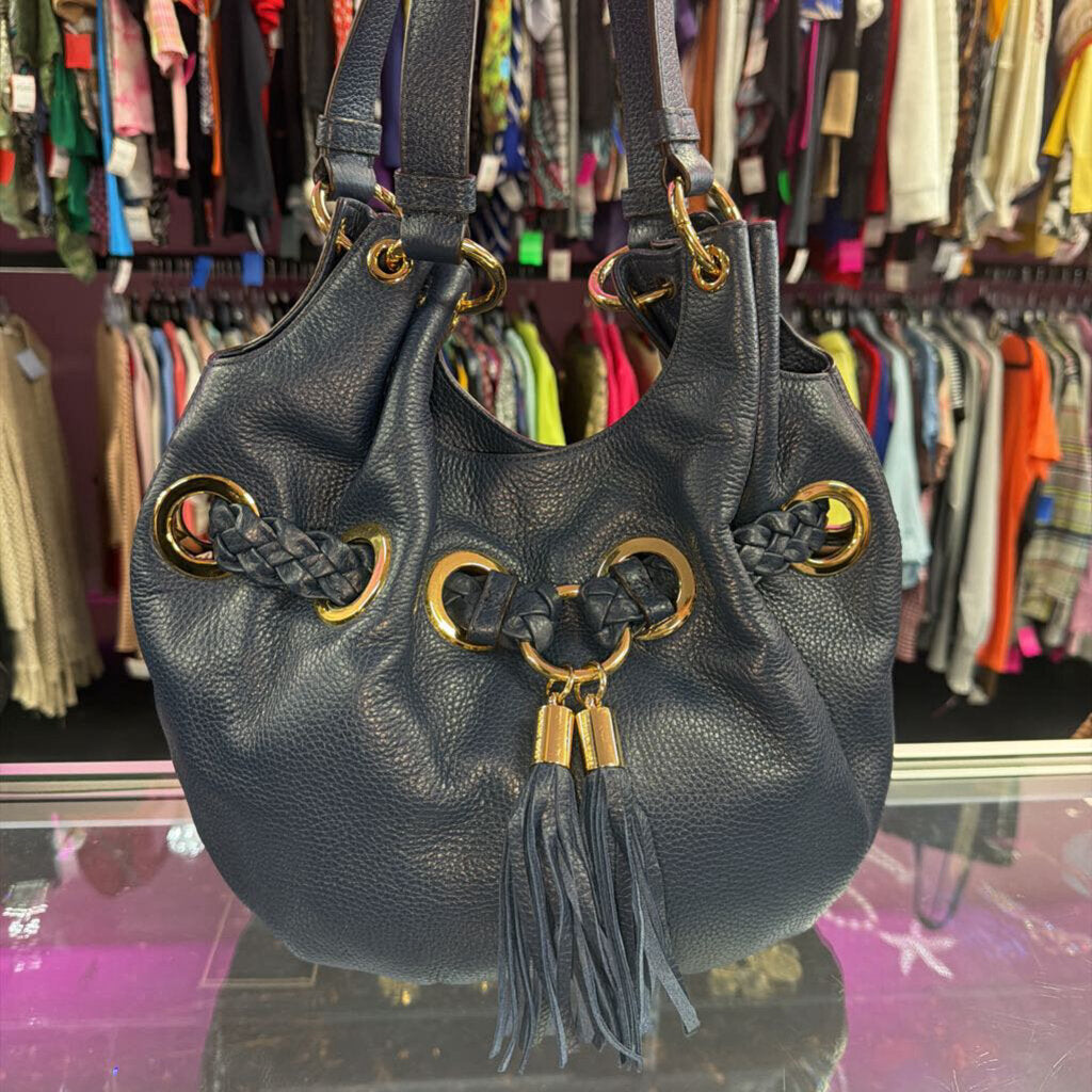 Michael Kors Braided Drawstring Leather Shoulder Bag