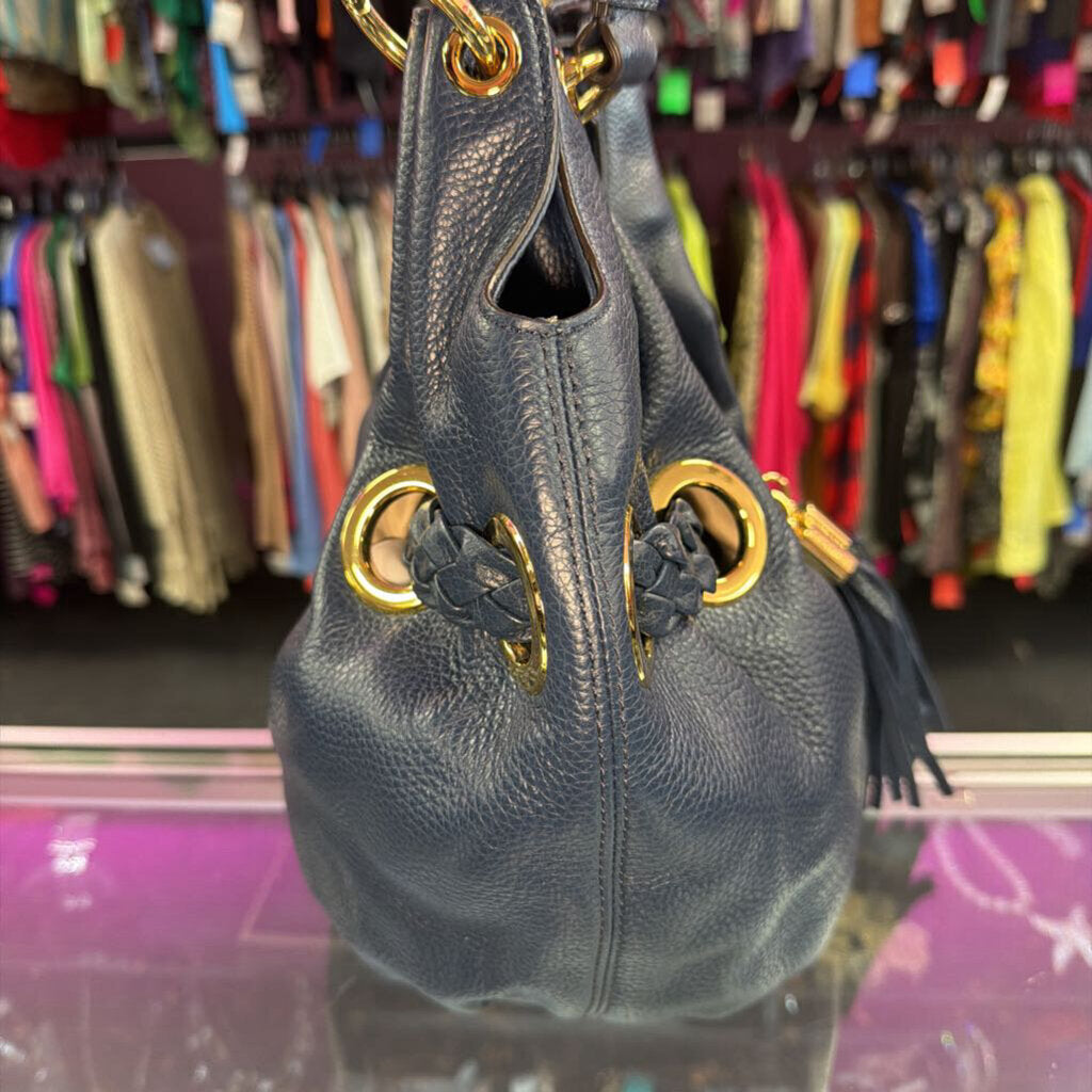 Michael Kors Braided Drawstring Leather Shoulder Bag