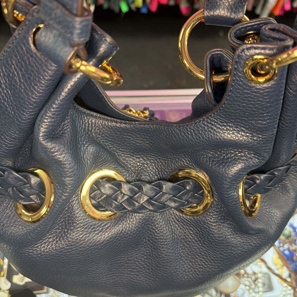 Michael Kors Braided Drawstring Leather Shoulder Bag