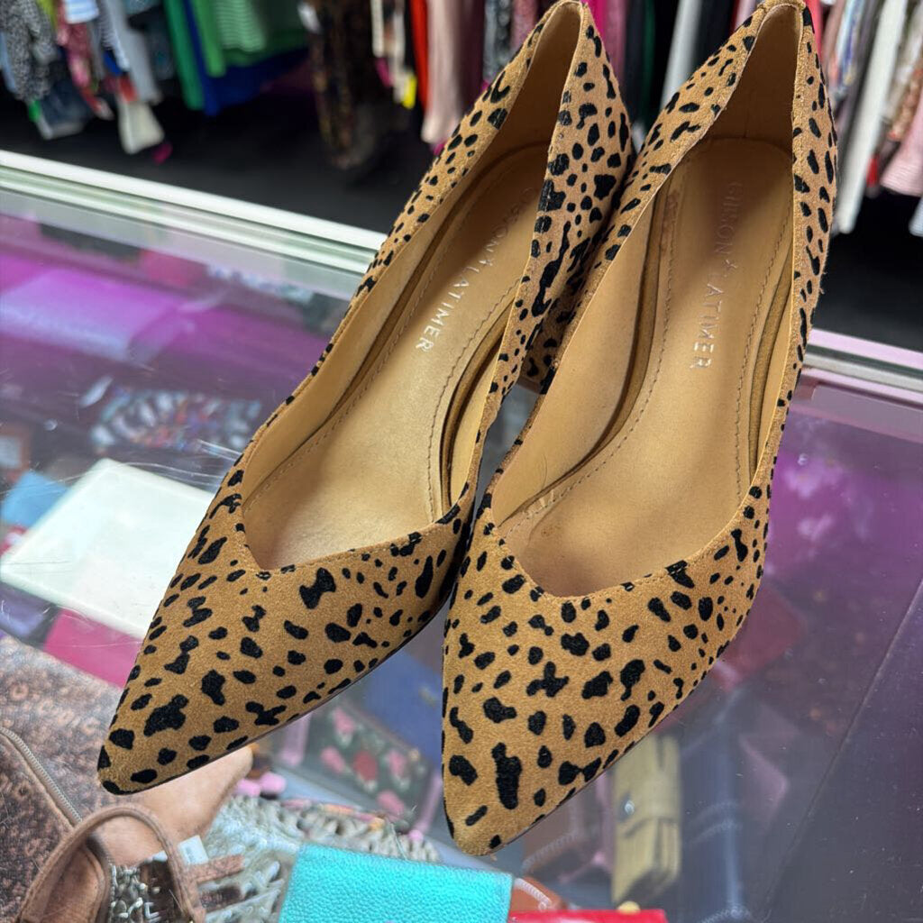 8.5 Gibson Latimer Animal Print Pointed Block Heel