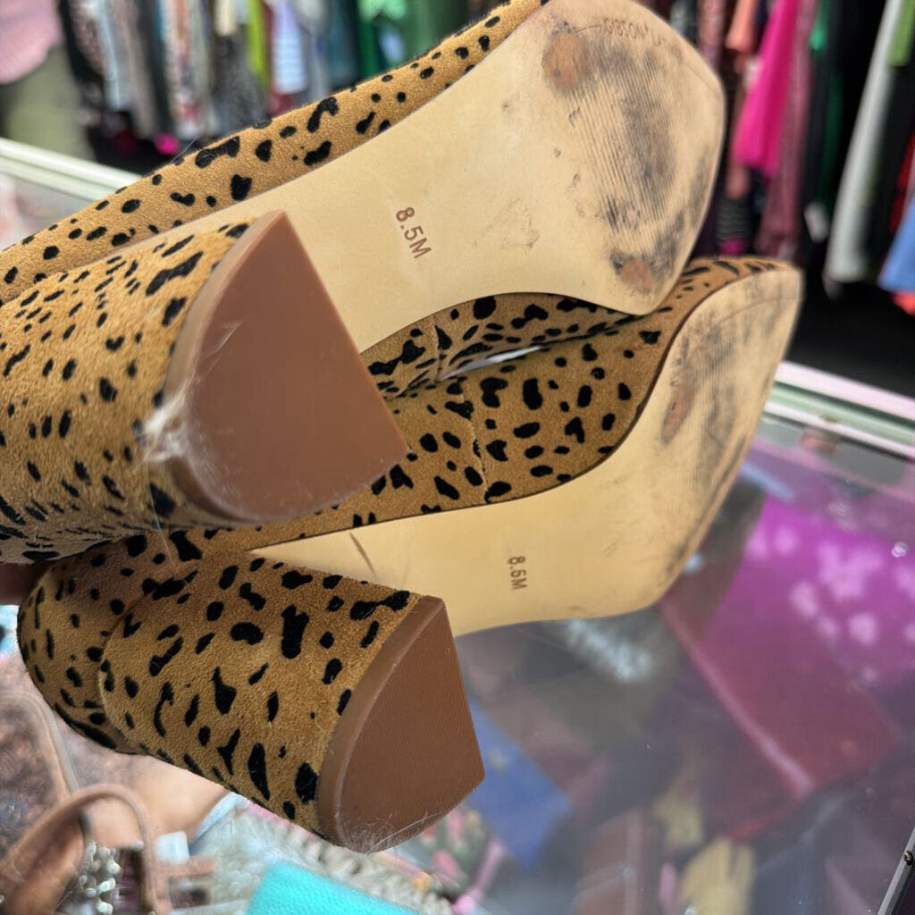 8.5 Gibson Latimer Animal Print Pointed Block Heel