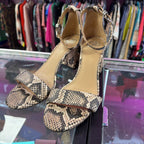 8.5 Gianni Bini Reptile Print Peep-Toe Ankle Strap Block Heel