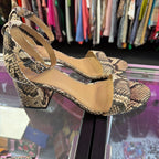 8.5 Gianni Bini Reptile Print Peep-Toe Ankle Strap Block Heel