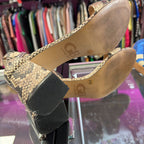 8.5 Gianni Bini Reptile Print Peep-Toe Ankle Strap Block Heel