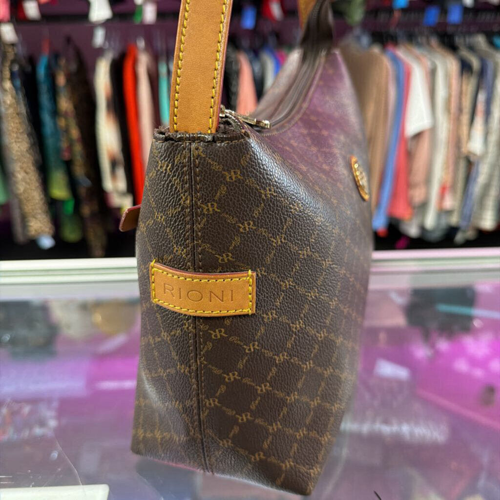 Rioni Monogram Top Zip Shoulder Bag