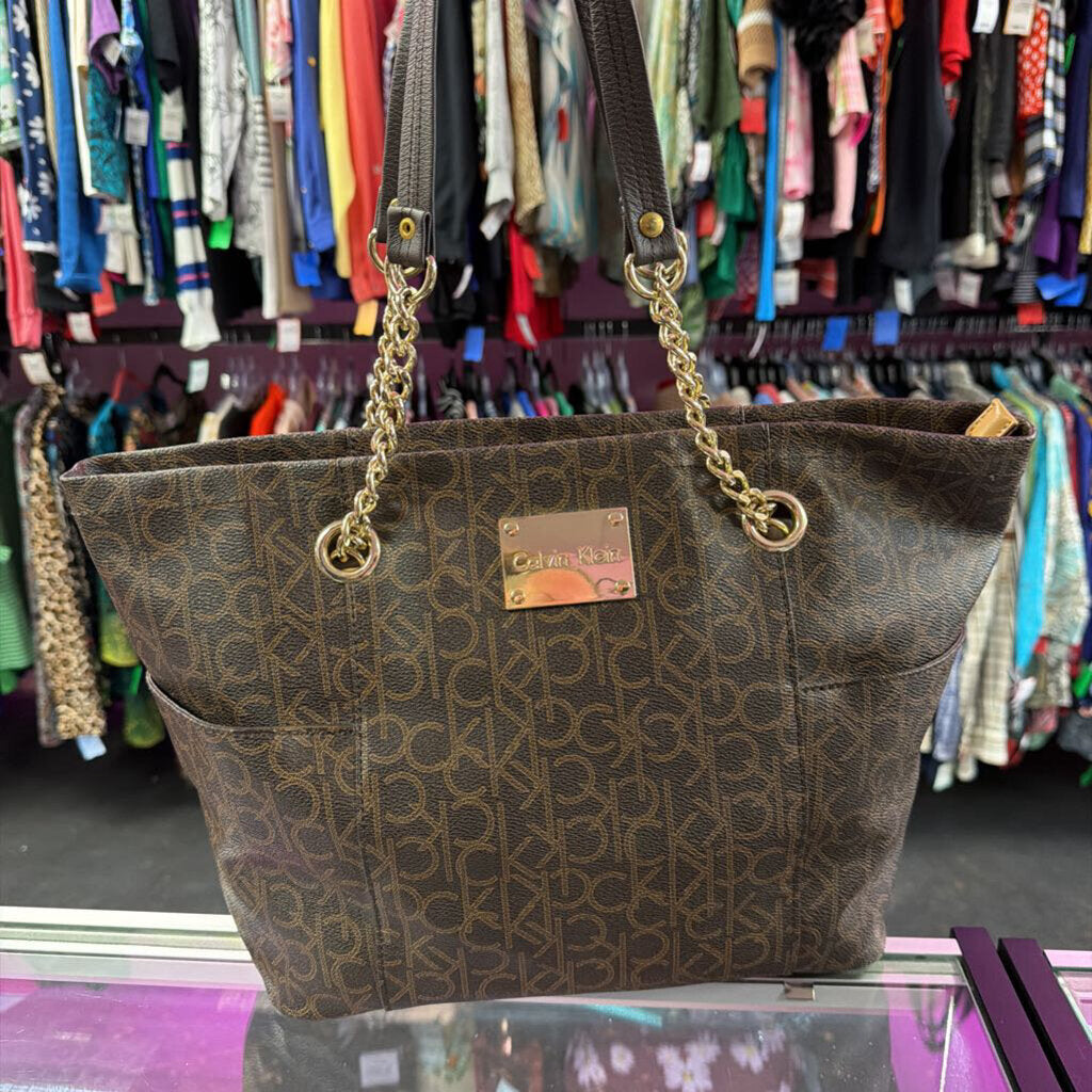 Calvin Klein Monogram Chain Detail Tote