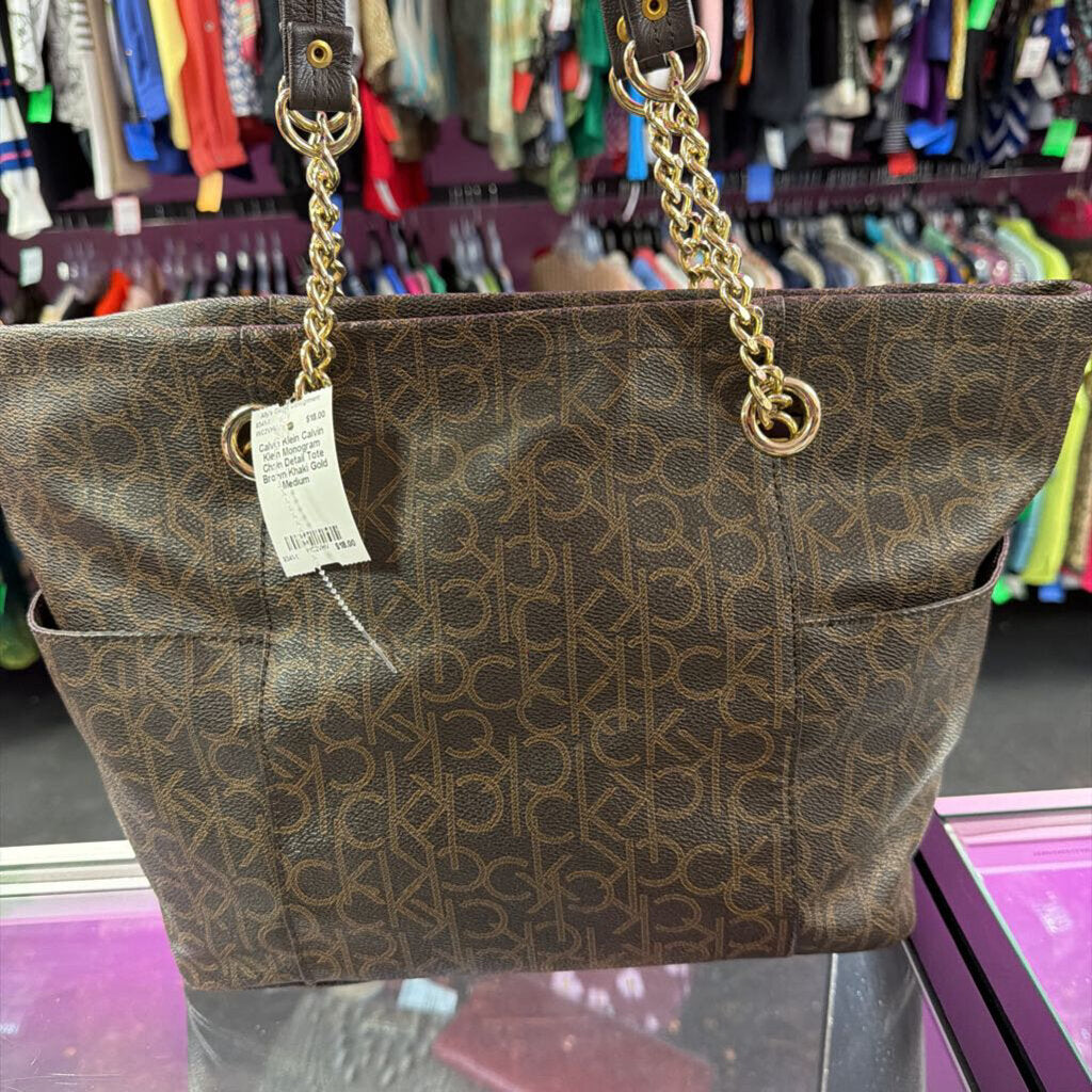 Calvin Klein Monogram Chain Detail Tote