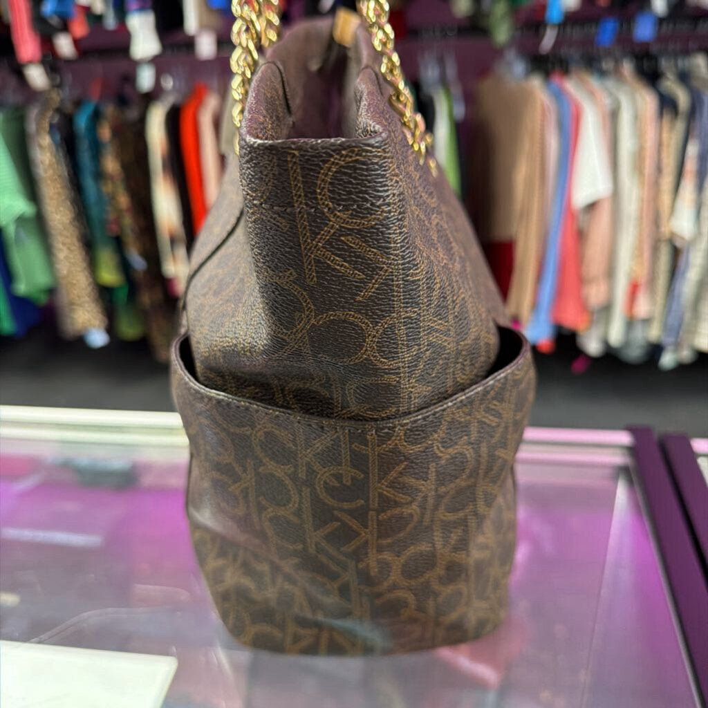 Calvin Klein Monogram Chain Detail Tote