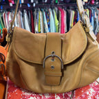 Coach Soho Tan Leather Flap Buckle Shoulder Bag As IS