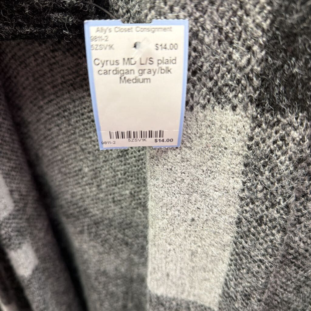 MD L/S plaid cardigan