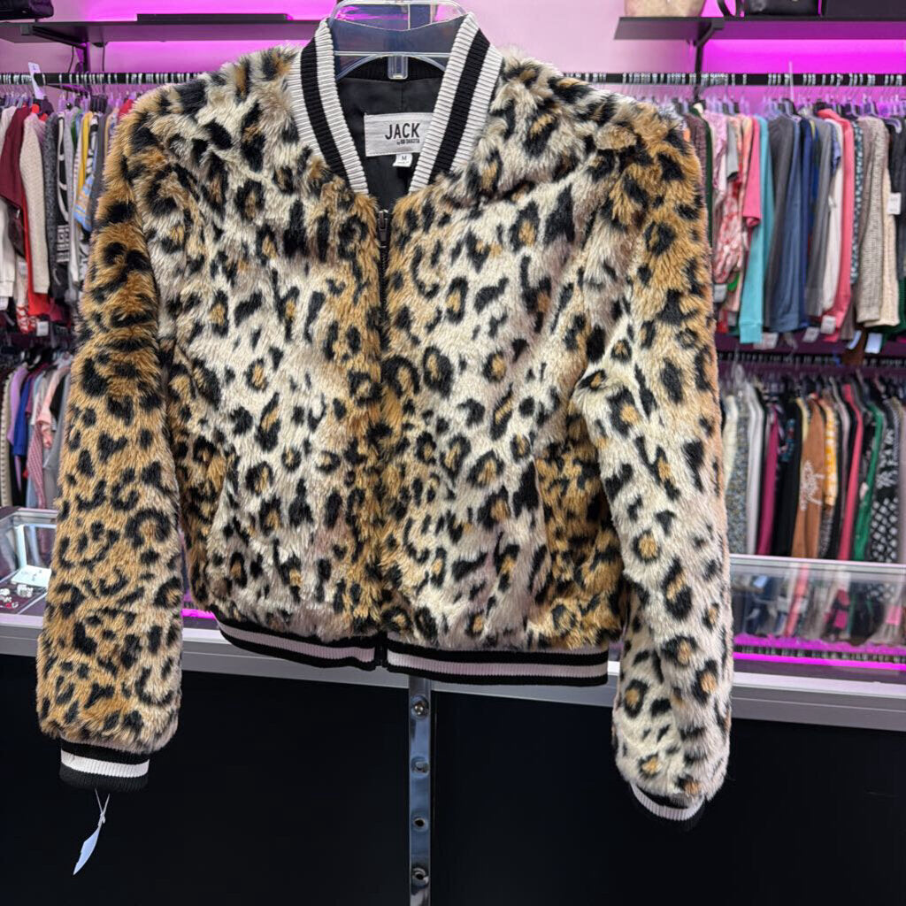 MD L/S Z/F animal print fuzzy jacket