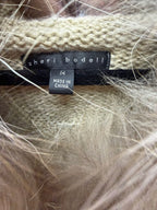 MD solid crochet poncho w/faux fur neckline