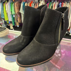 10 Baretraps Suede Textured Upper Stacked Heel Bootie
