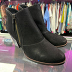 10 Baretraps Suede Textured Upper Stacked Heel Bootie