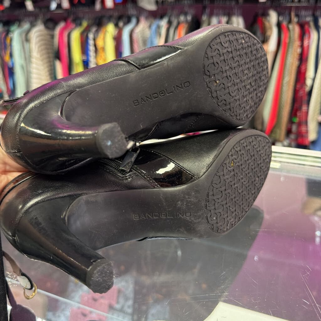 7.5 Bandolino Bdliron Ankle Leather Bootie Patent Trim