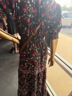 SM S/S Floral Ruffle Hem Stretch Dress