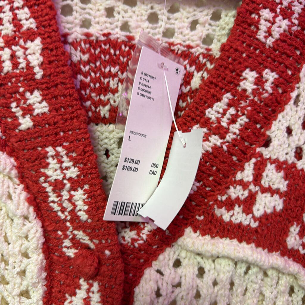 LG LS NWT Urban Kimchi Blue Libby Oversized Fairsle Knit Cardi