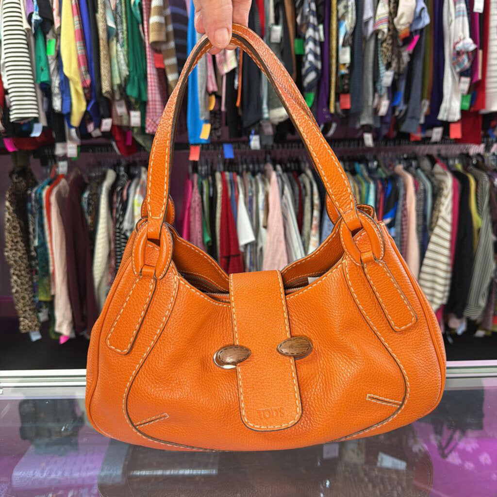 Tod's Vintage Leather Wooden Toggle Shoulder Bag