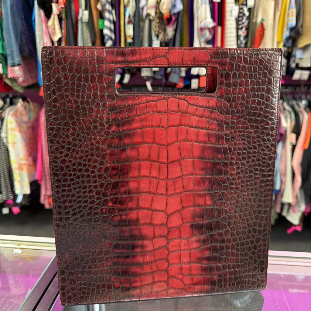 Robin Marc Vintage Croco Embossed Structured Tote