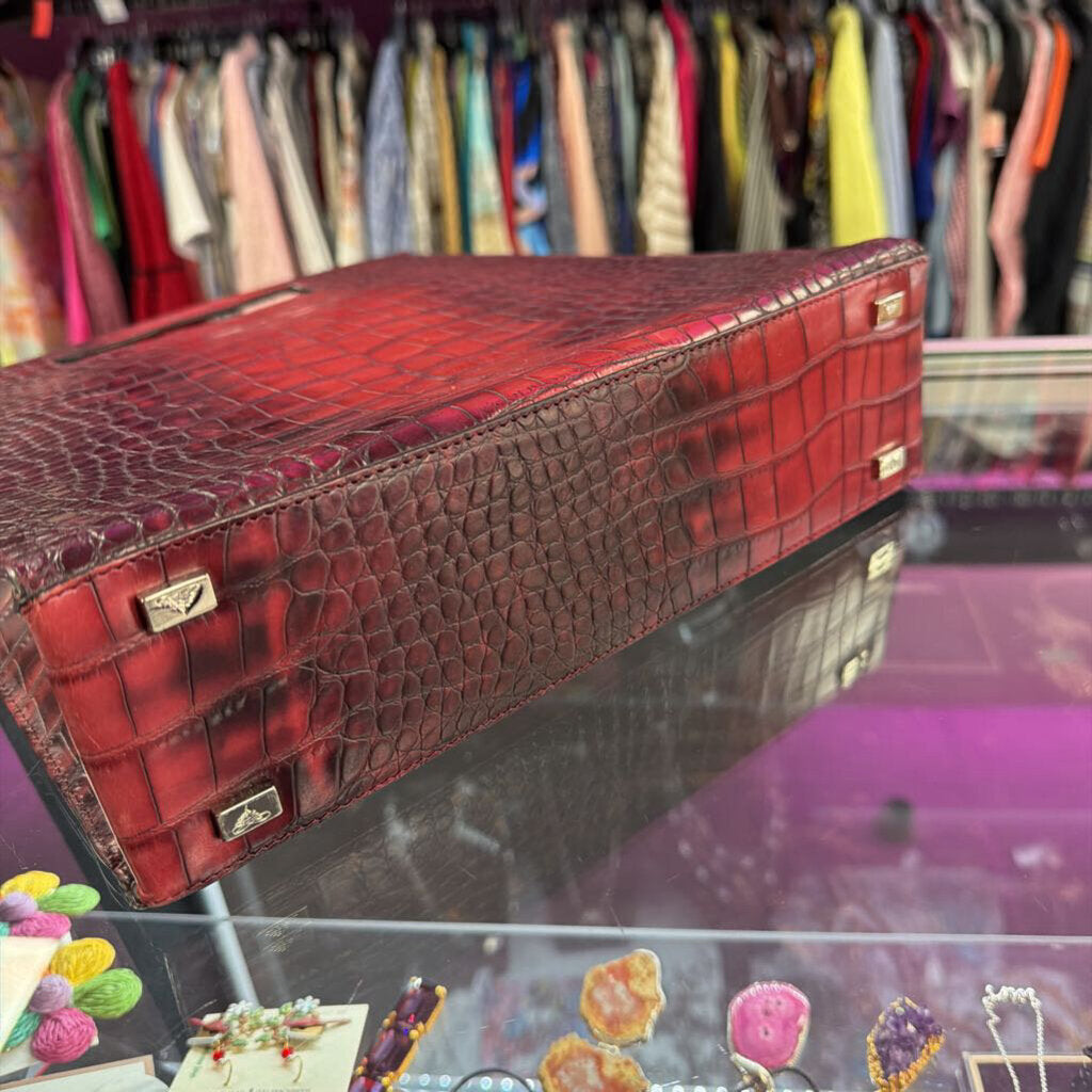 Robin Marc Vintage Croco Embossed Structured Tote