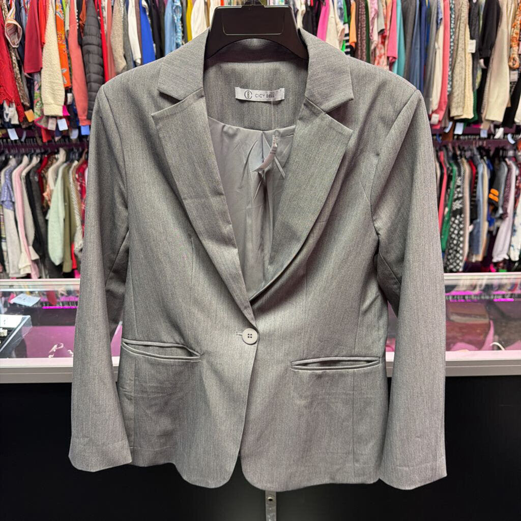 MED L/S One Button Solid Blazer