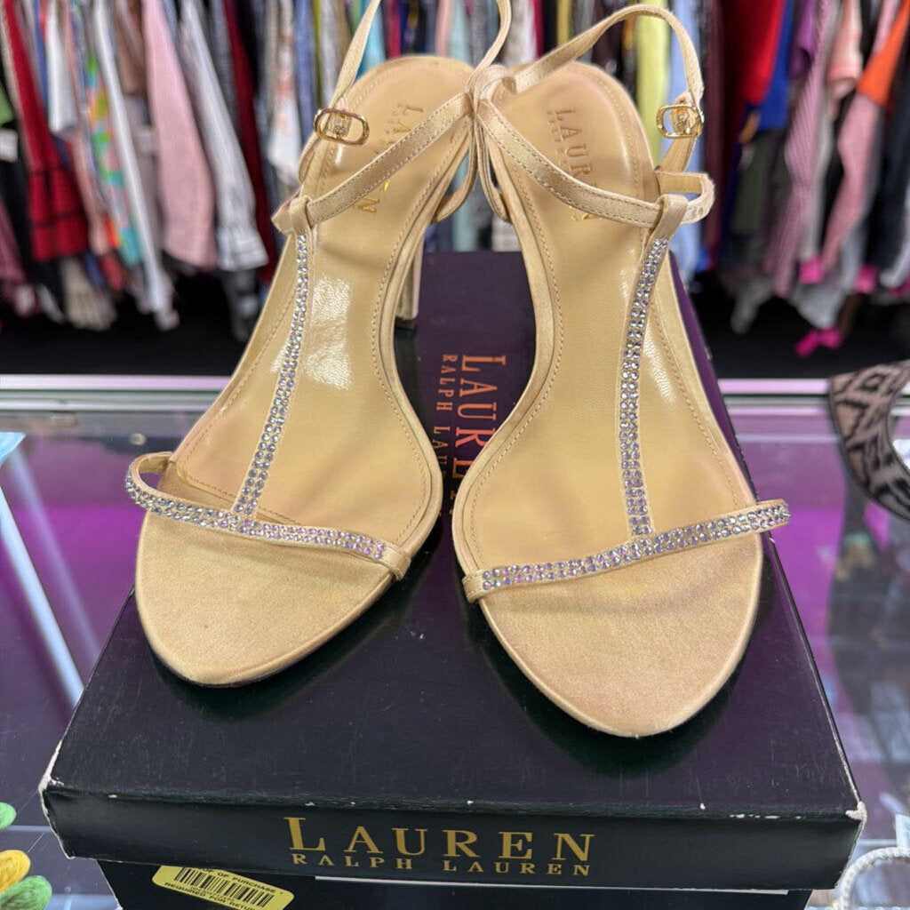 8.5 Ralph Lauren Nude Rhinestone Strappy Heel