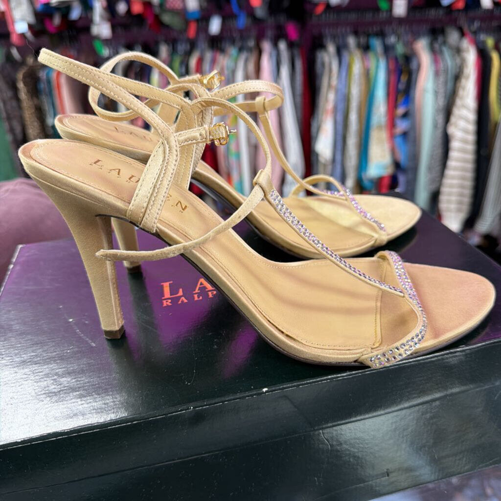 8.5 Ralph Lauren Nude Rhinestone Strappy Heel