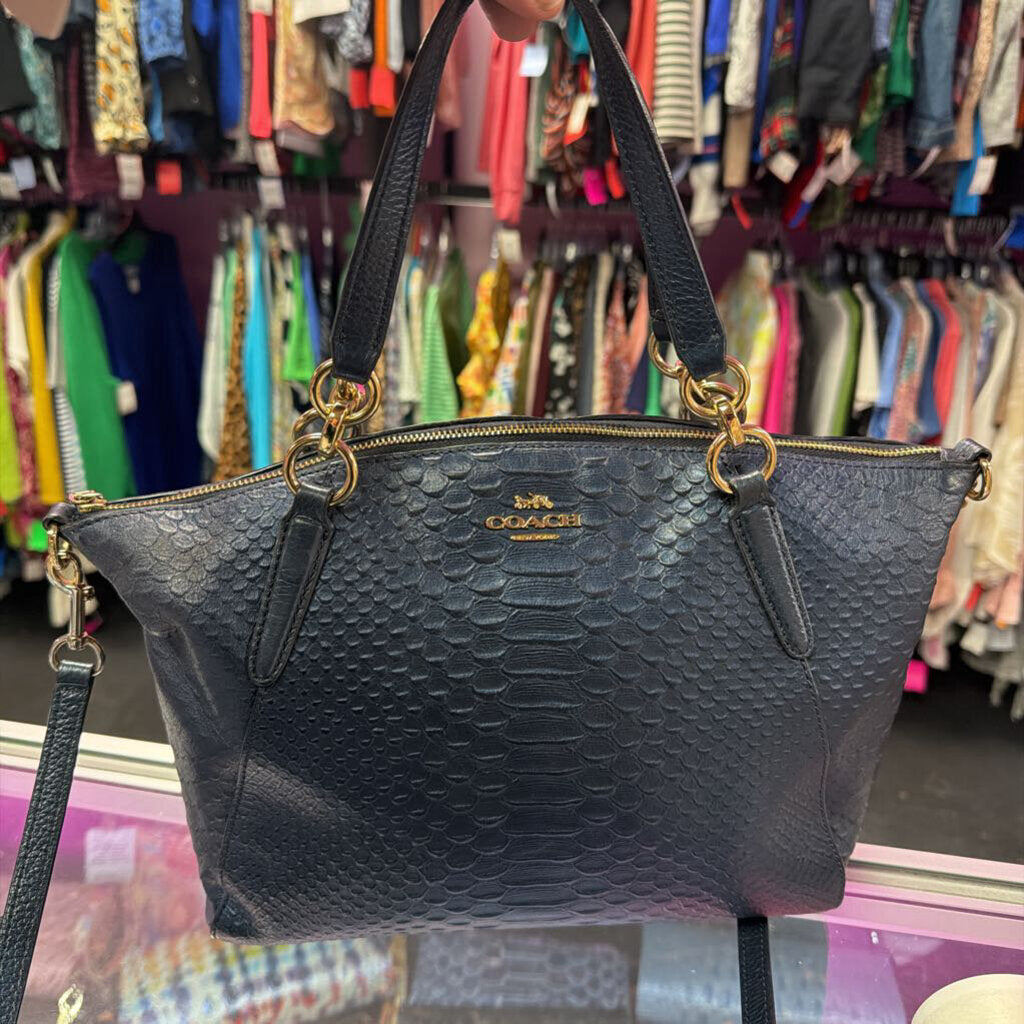 Coach Kelsey Metallic Python Embossed Leather Satchel
