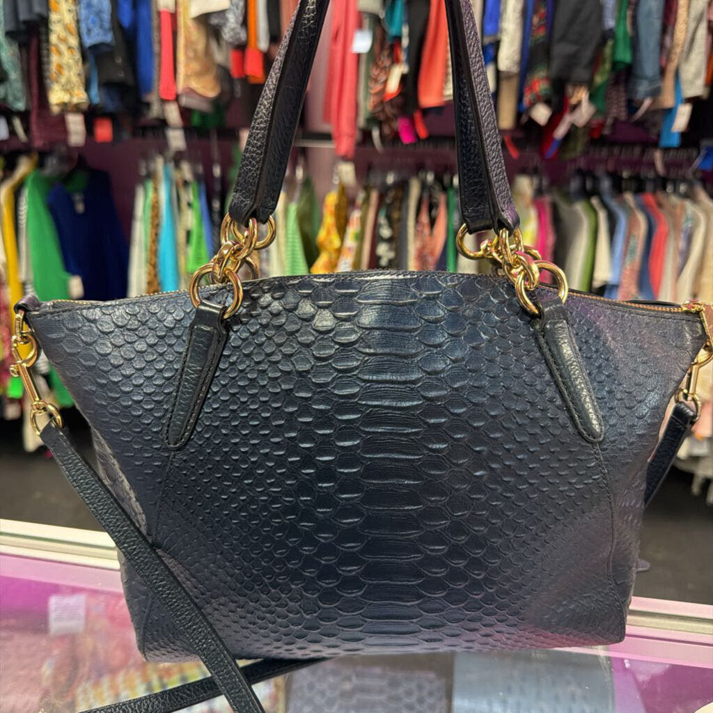 Coach Kelsey Metallic Python Embossed Leather Satchel