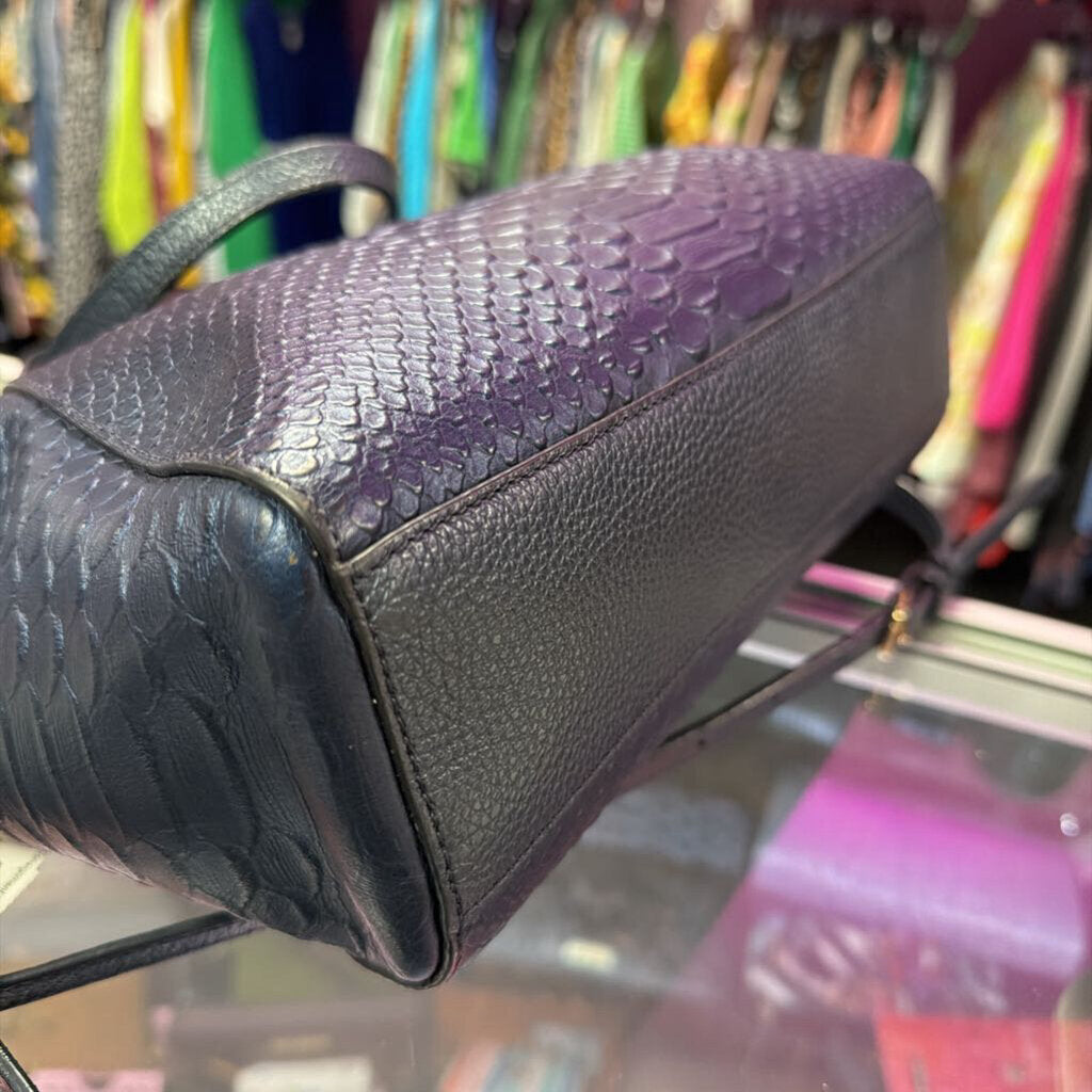 Coach Kelsey Metallic Python Embossed Leather Satchel